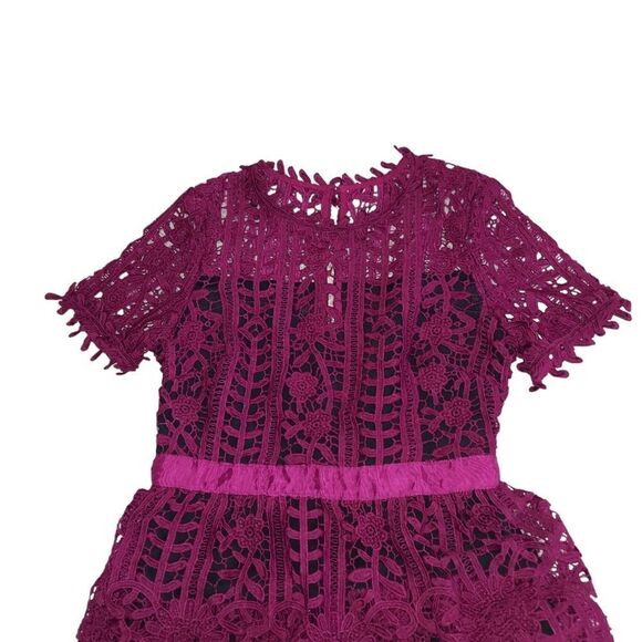 L'ATISTE by AMY Burgundy Open Latice Work Dress Size S - Picture 6 of 10